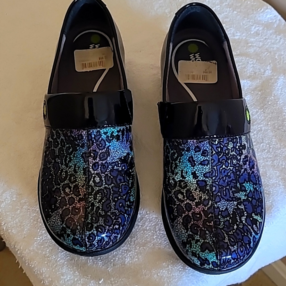 Women's Dansko clogs - worn twice - Black with Green,Blue & Aqua-Dansko Size 36